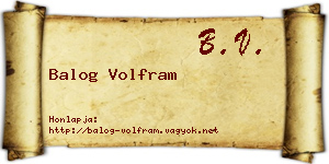 Balog Volfram névjegykártya